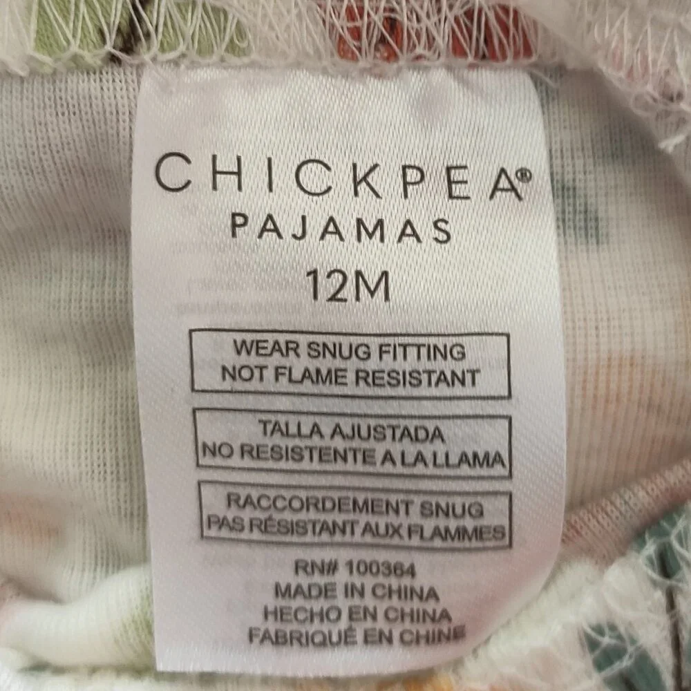 Chickpea Fall Pajamas 5 Piece Set (2 Shirts, 2 Pants, Socks) Size 12M New NWT